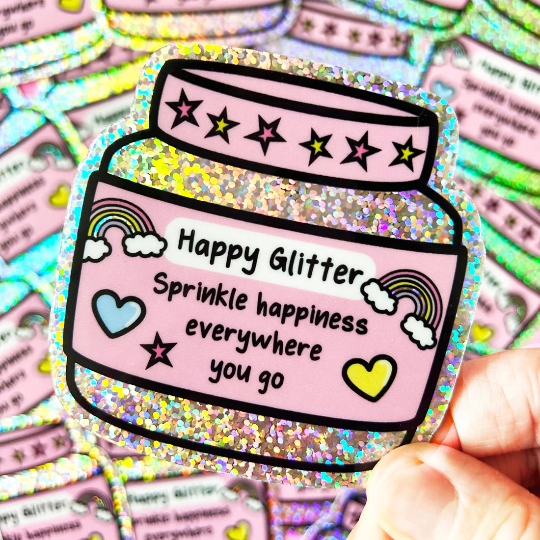Happy Glitter Vinyl Sticker