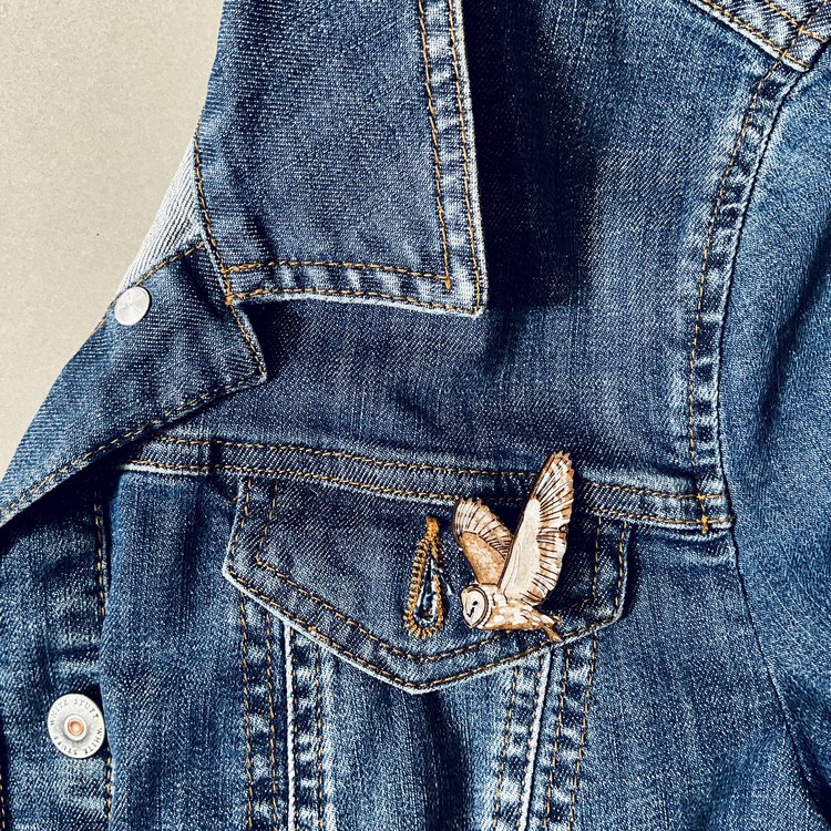 Barn Owl Hand Painted Mini Pin