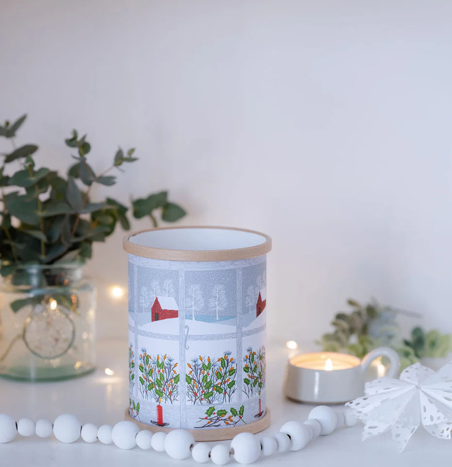 Red Barn In The Snow - Handmade Lantern
