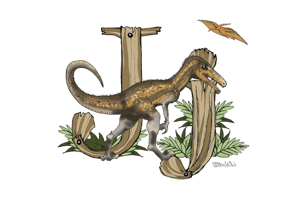 Dinosaurs Illustrated Initial Letter Print A5