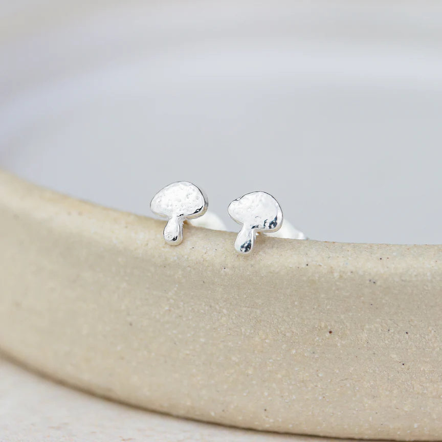 Mushroom Sterling Silver Mini Stud Earrings