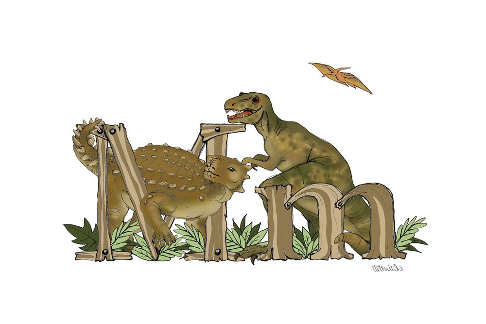 Dinosaurs Illustrated Initial Letter Print A5