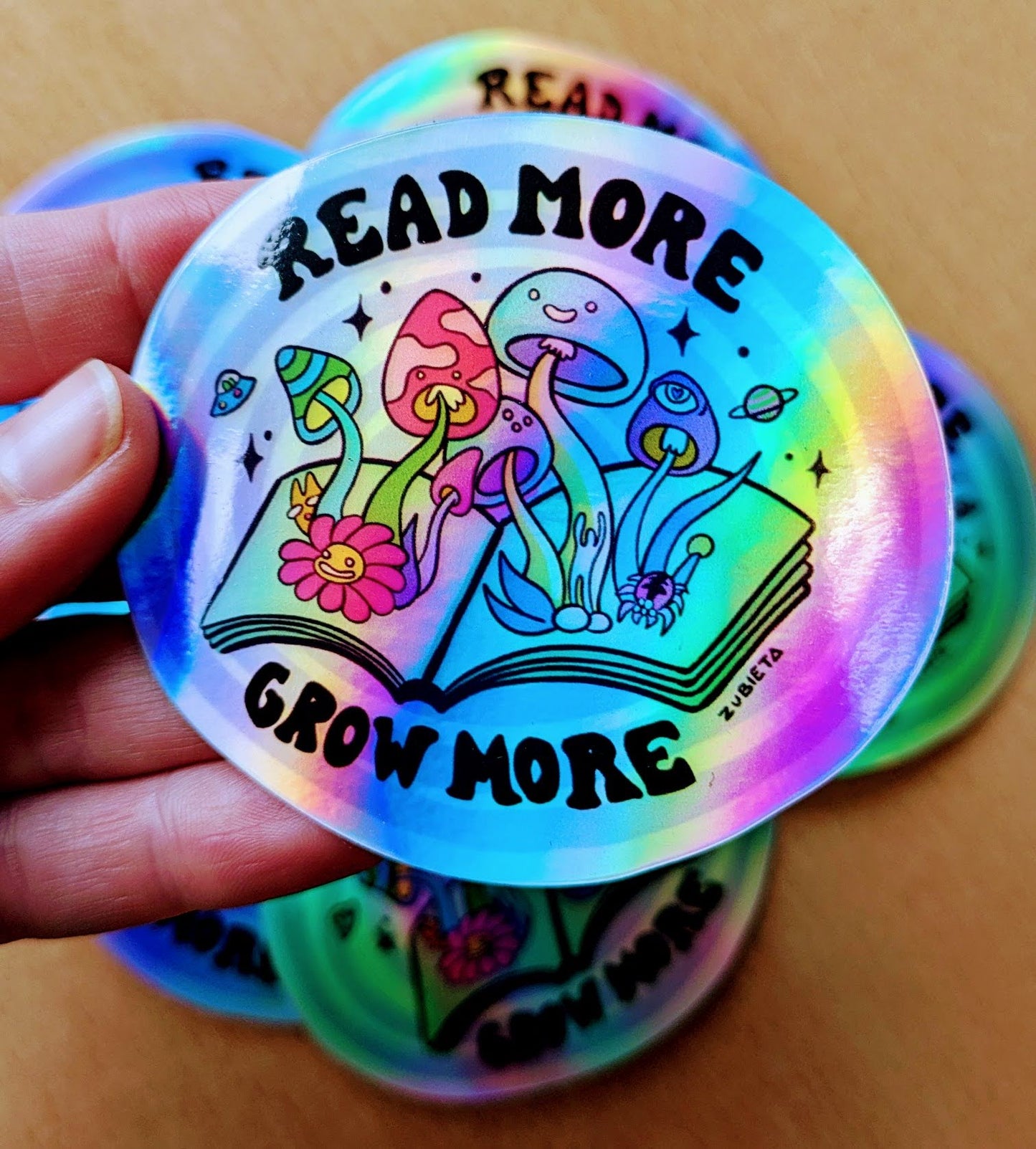 'Read More Grow More' Holographic Sticker