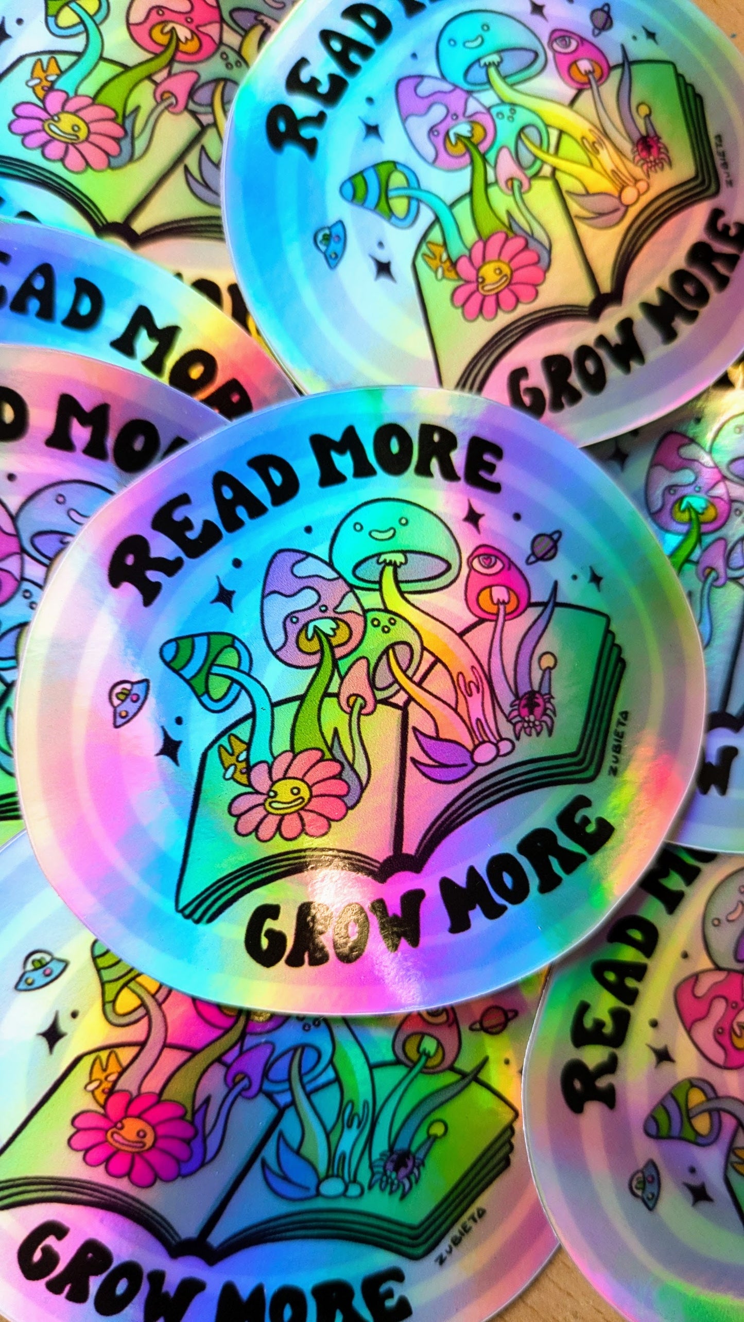 'Read More Grow More' Holographic Sticker