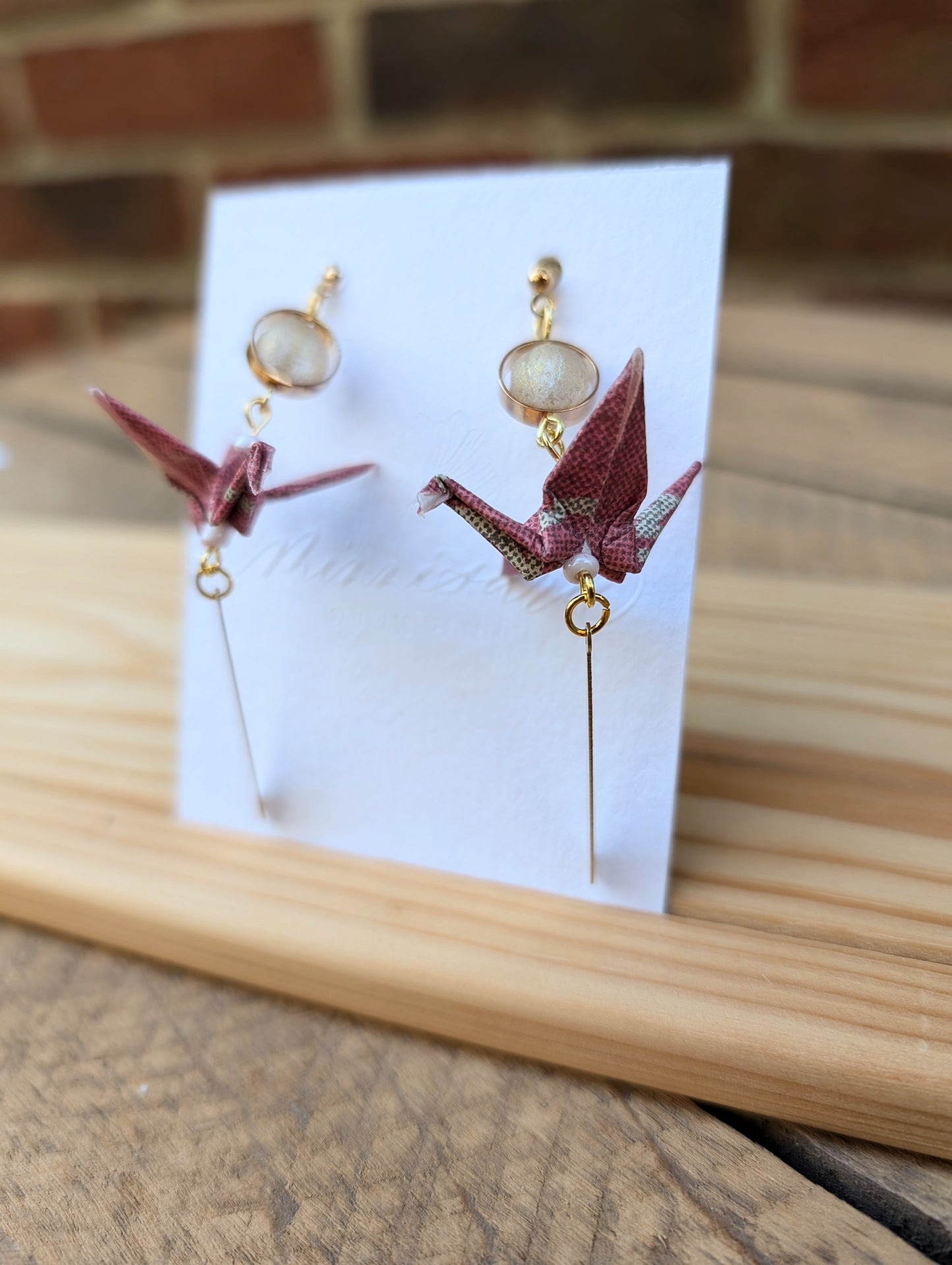 Handmade Origami Crane Earrings