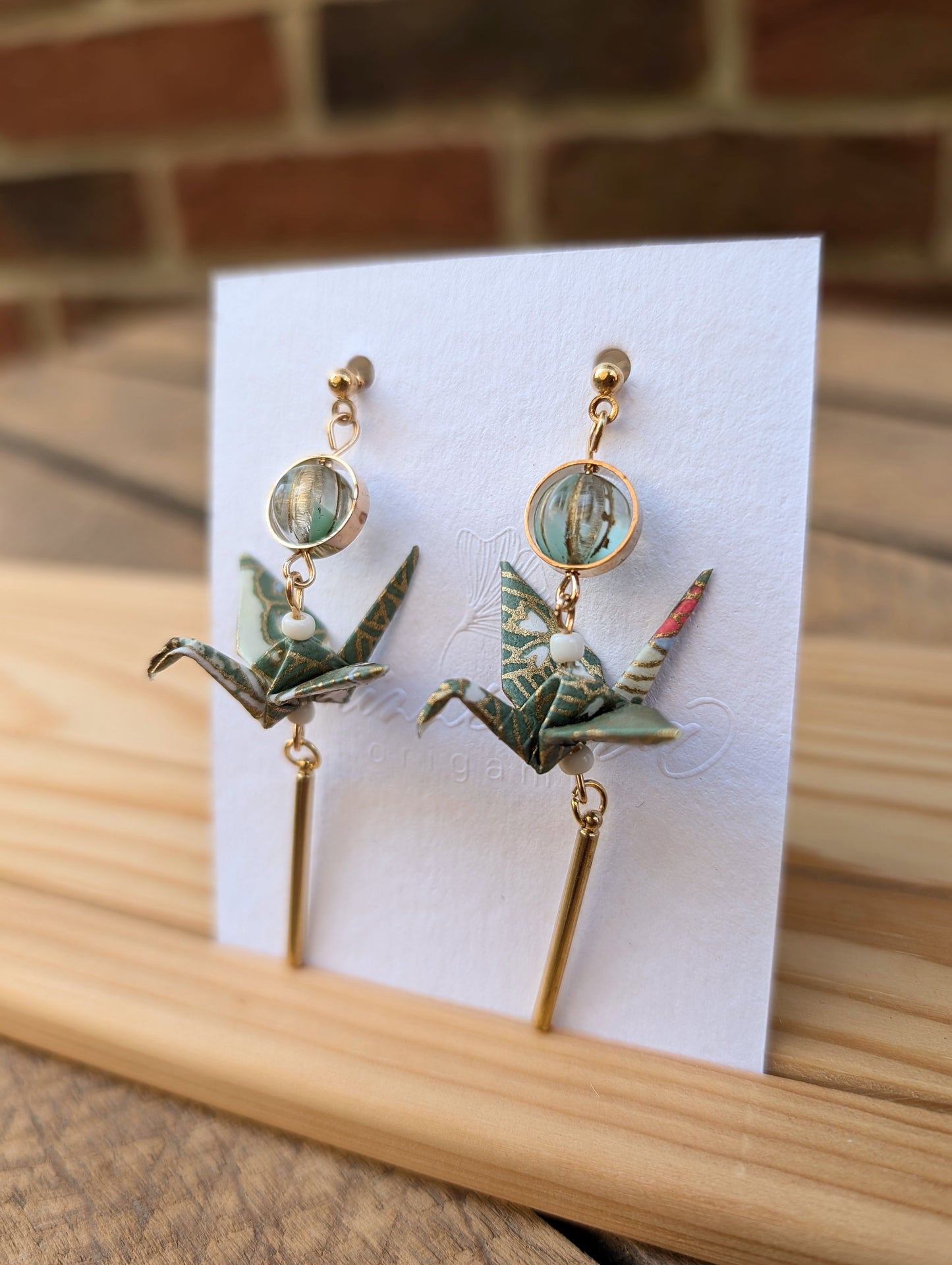 Handmade Origami Crane Earrings