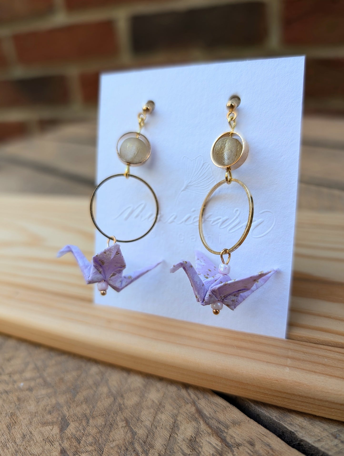Handmade Origami Crane Earrings