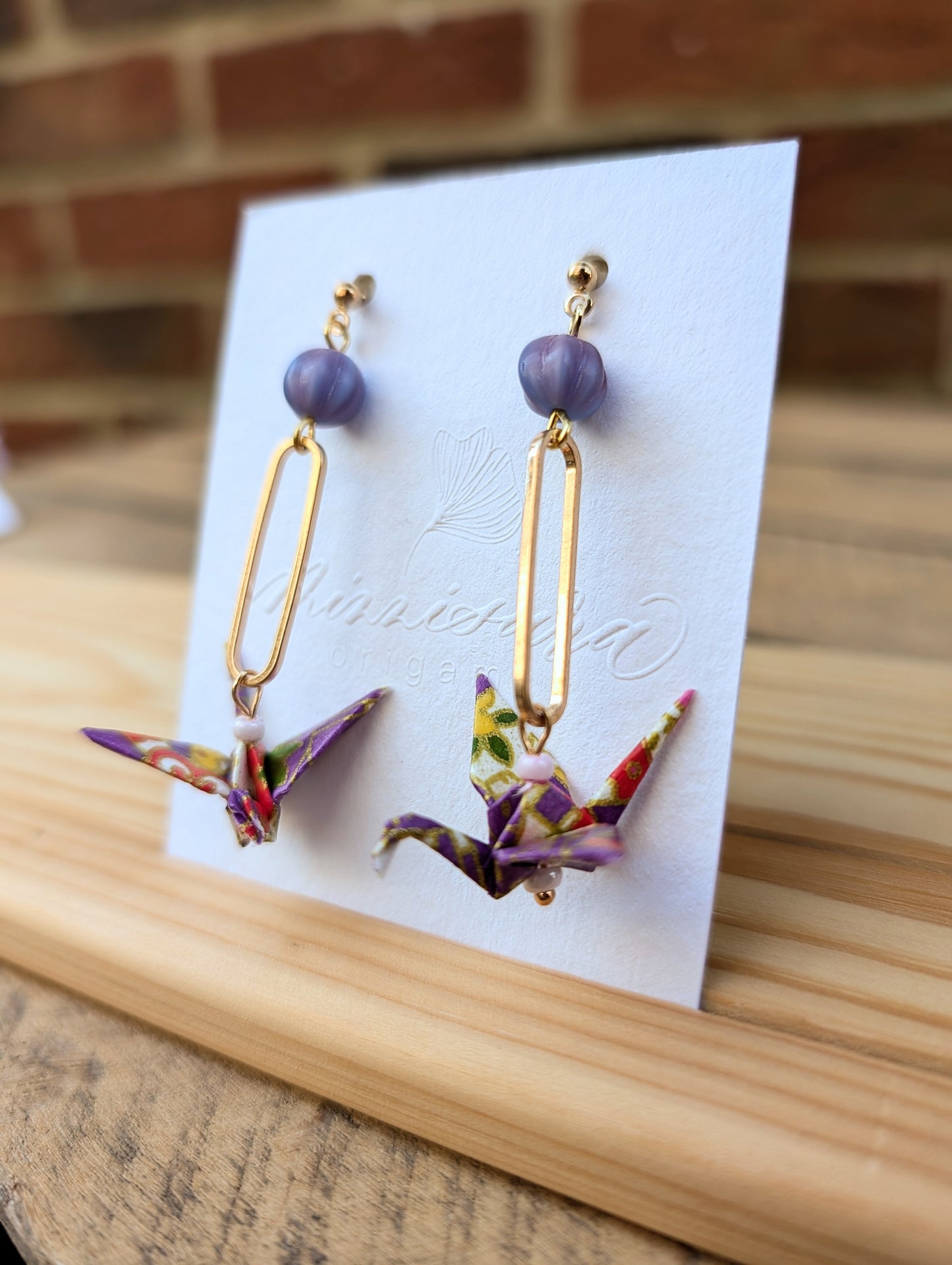 Handmade Origami Crane Earrings