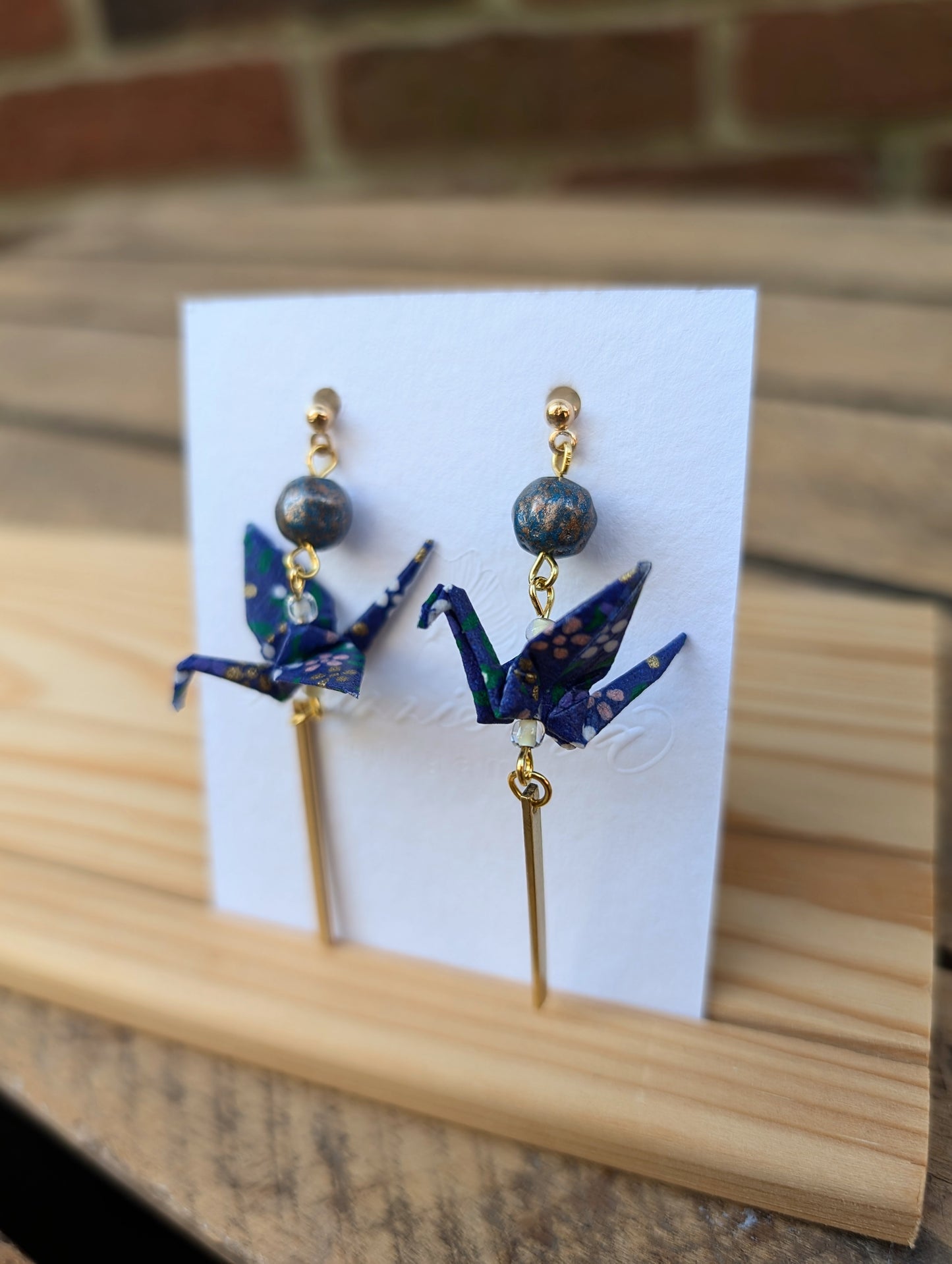 Handmade Origami Crane Earrings