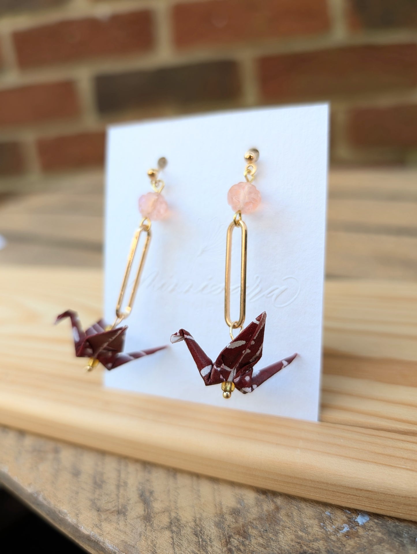Handmade Origami Crane Earrings