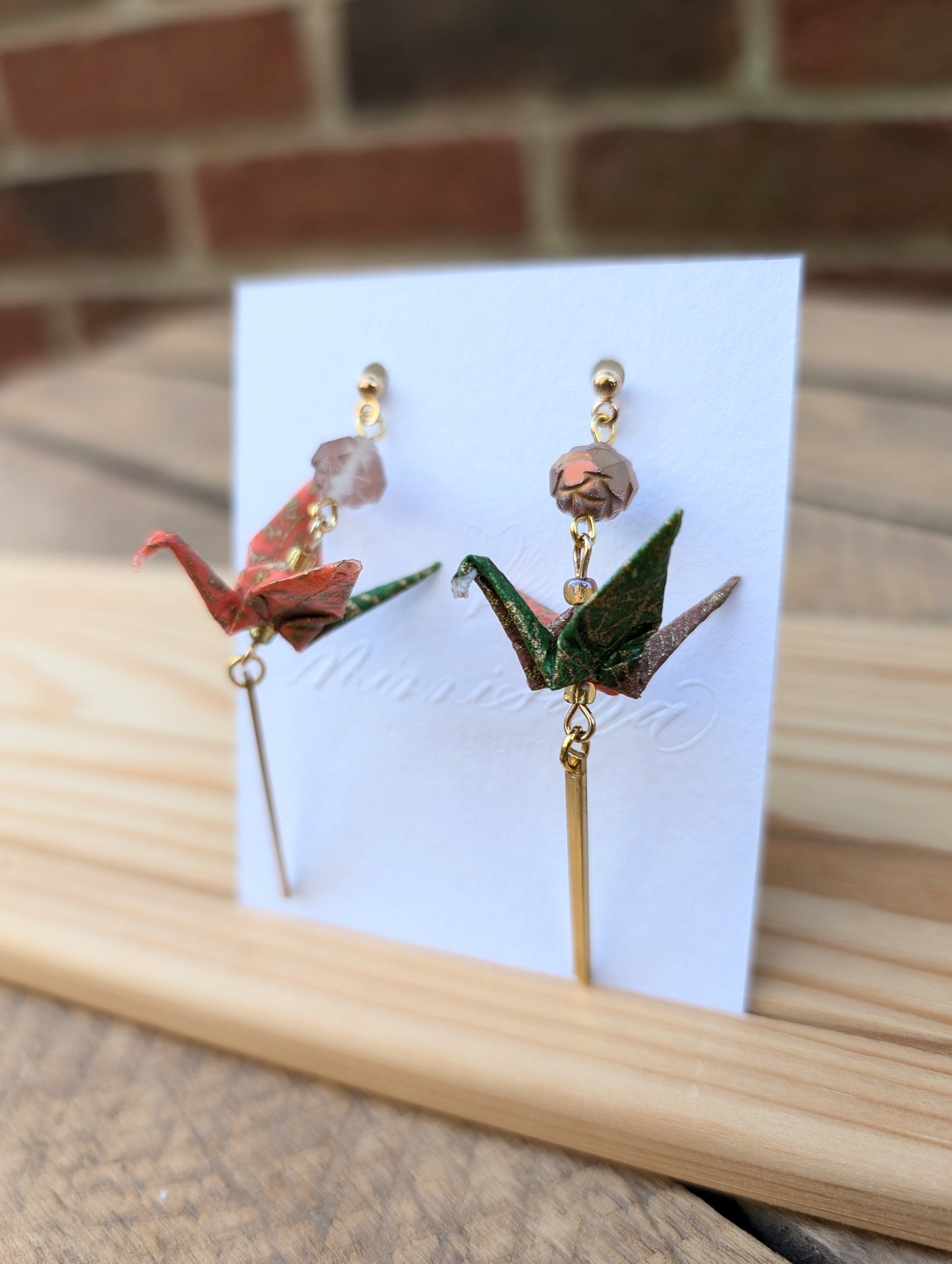 Handmade Origami Crane Earrings