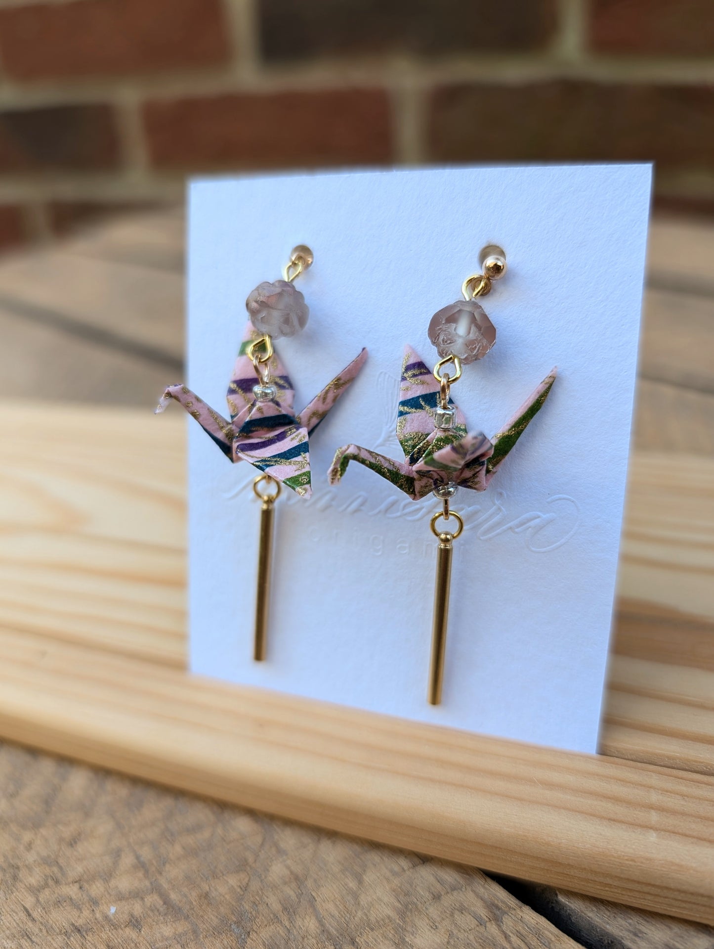 Handmade Origami Crane Earrings