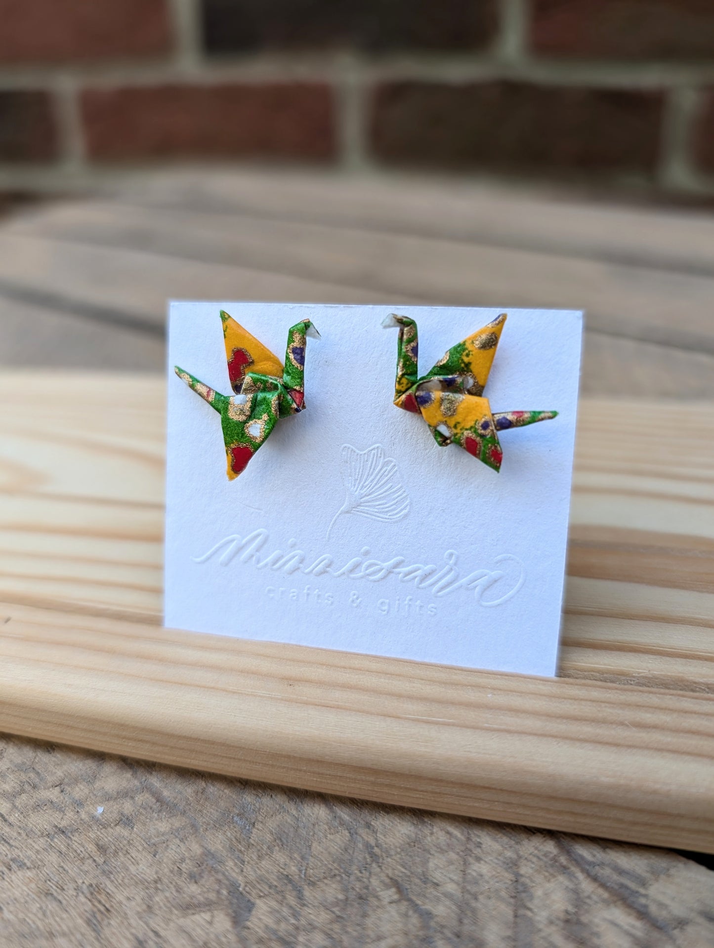 Handmade Mini Origami Crane Stud Earrings