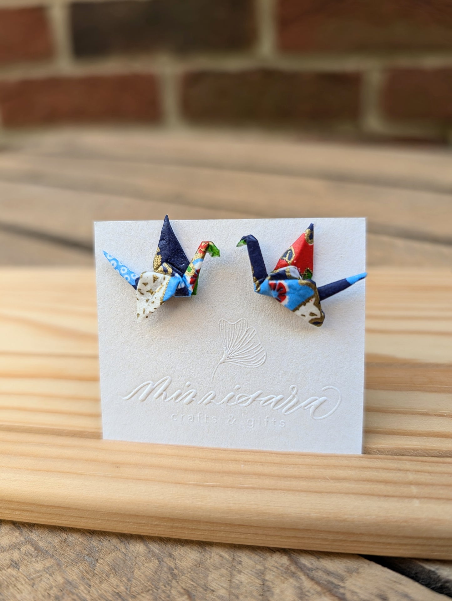 Handmade Mini Origami Crane Stud Earrings
