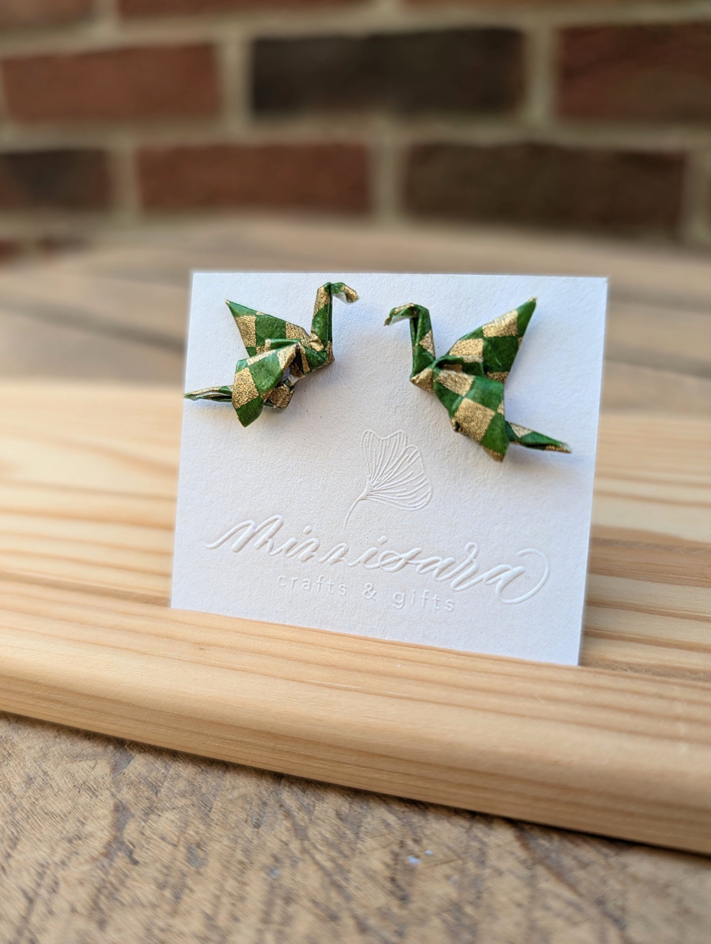 Handmade Mini Origami Crane Stud Earrings