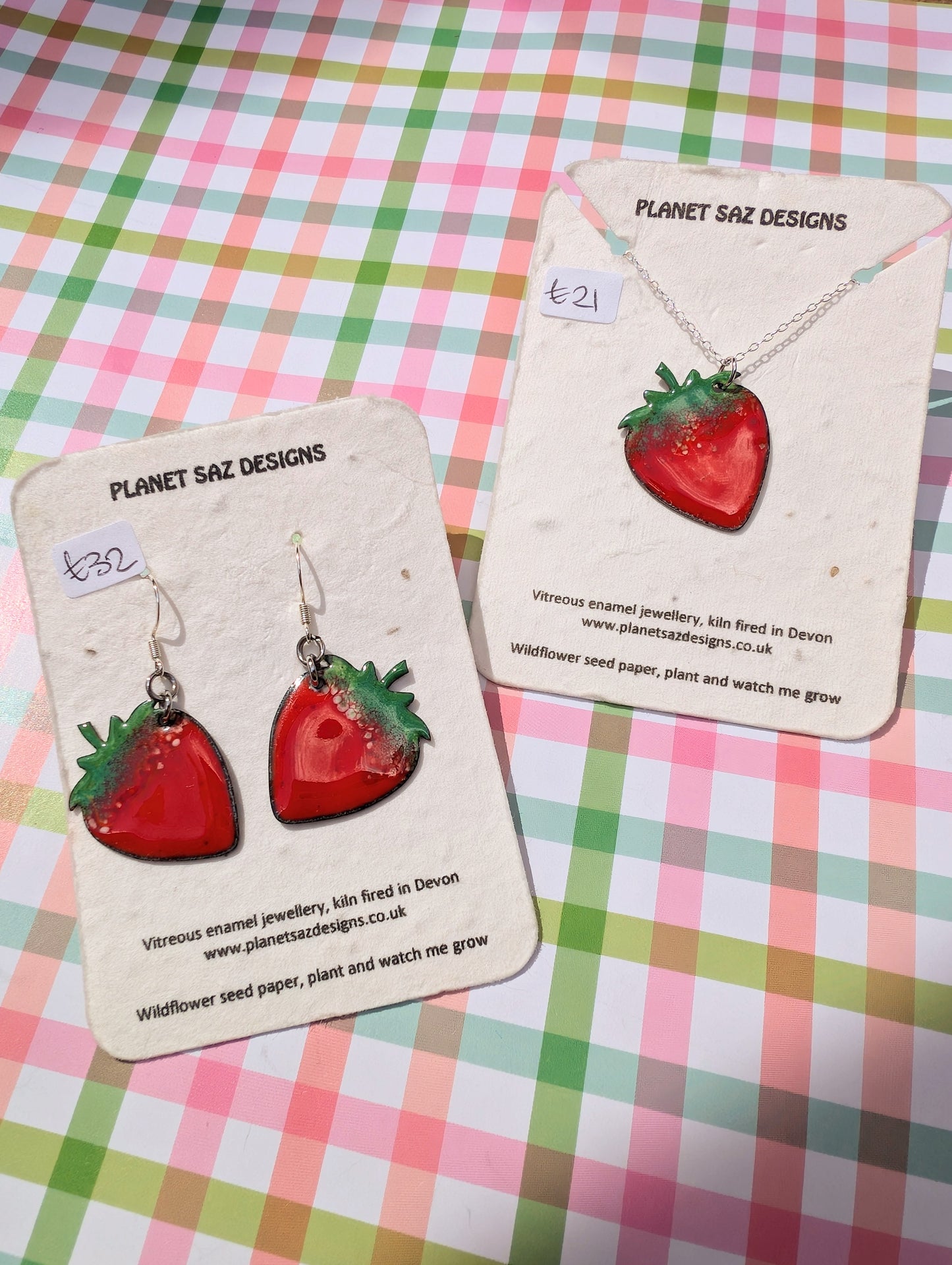 Strawberries Handmade Enamel Jewellery