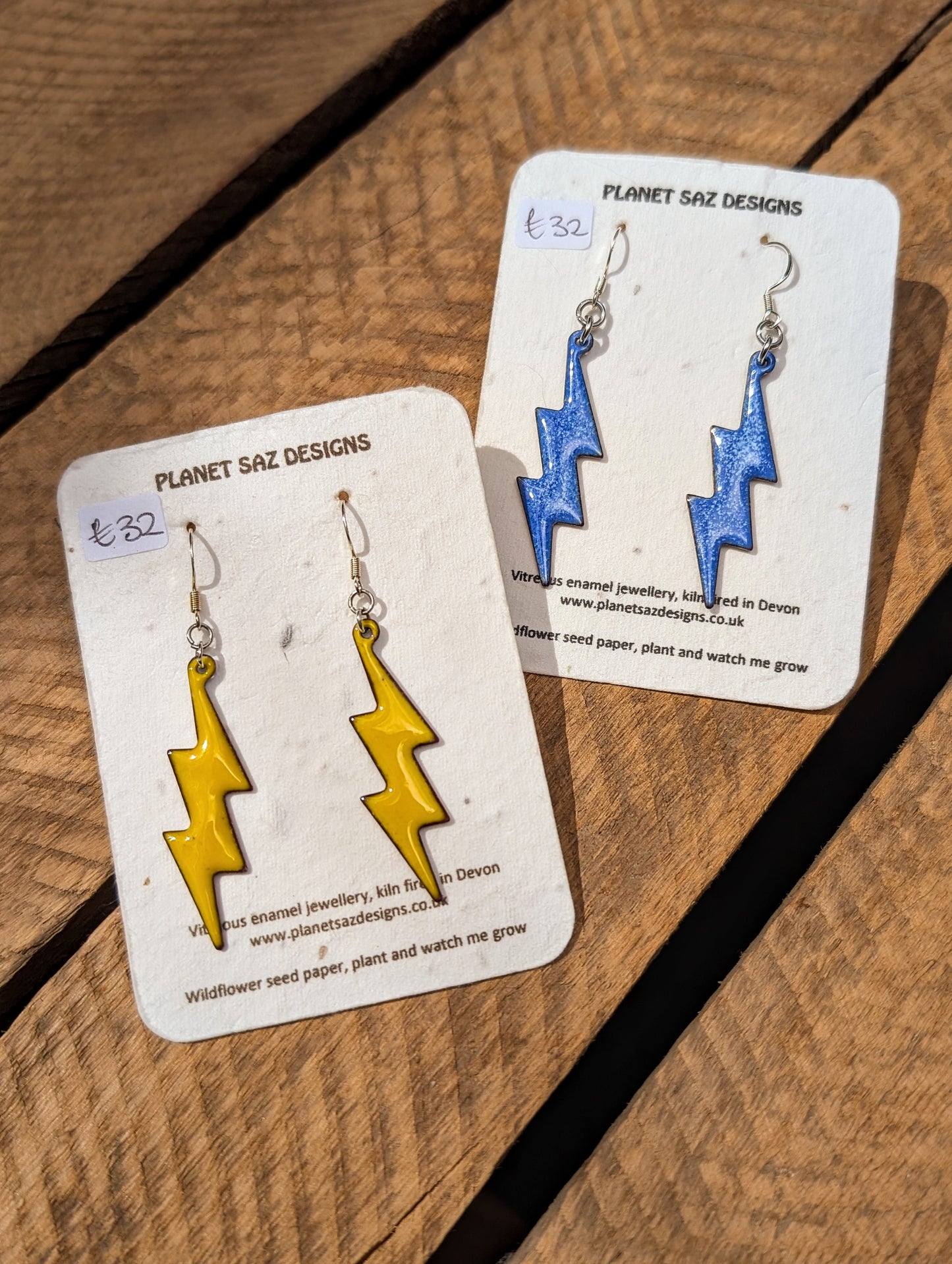 Lightning Handmade Enamel Earrings