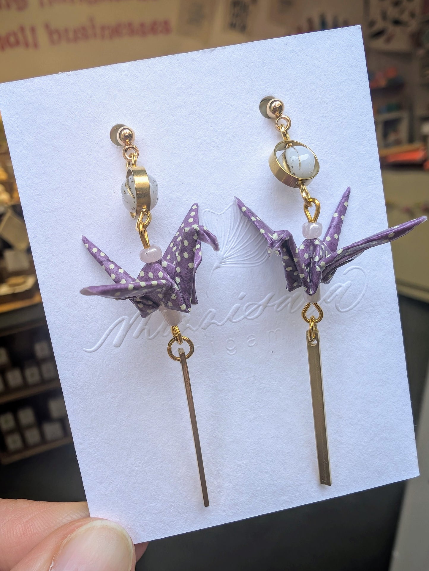 Handmade Origami Crane Earrings