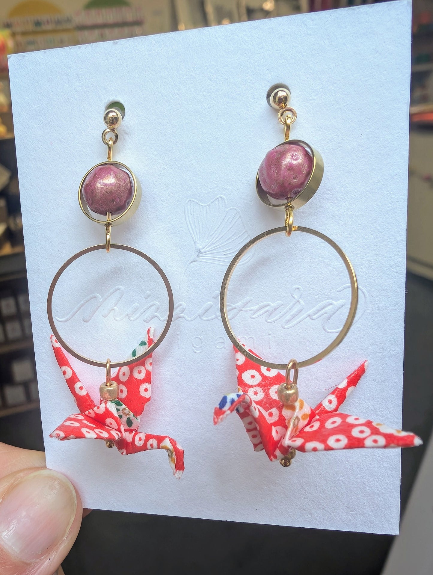 Handmade Origami Crane Earrings
