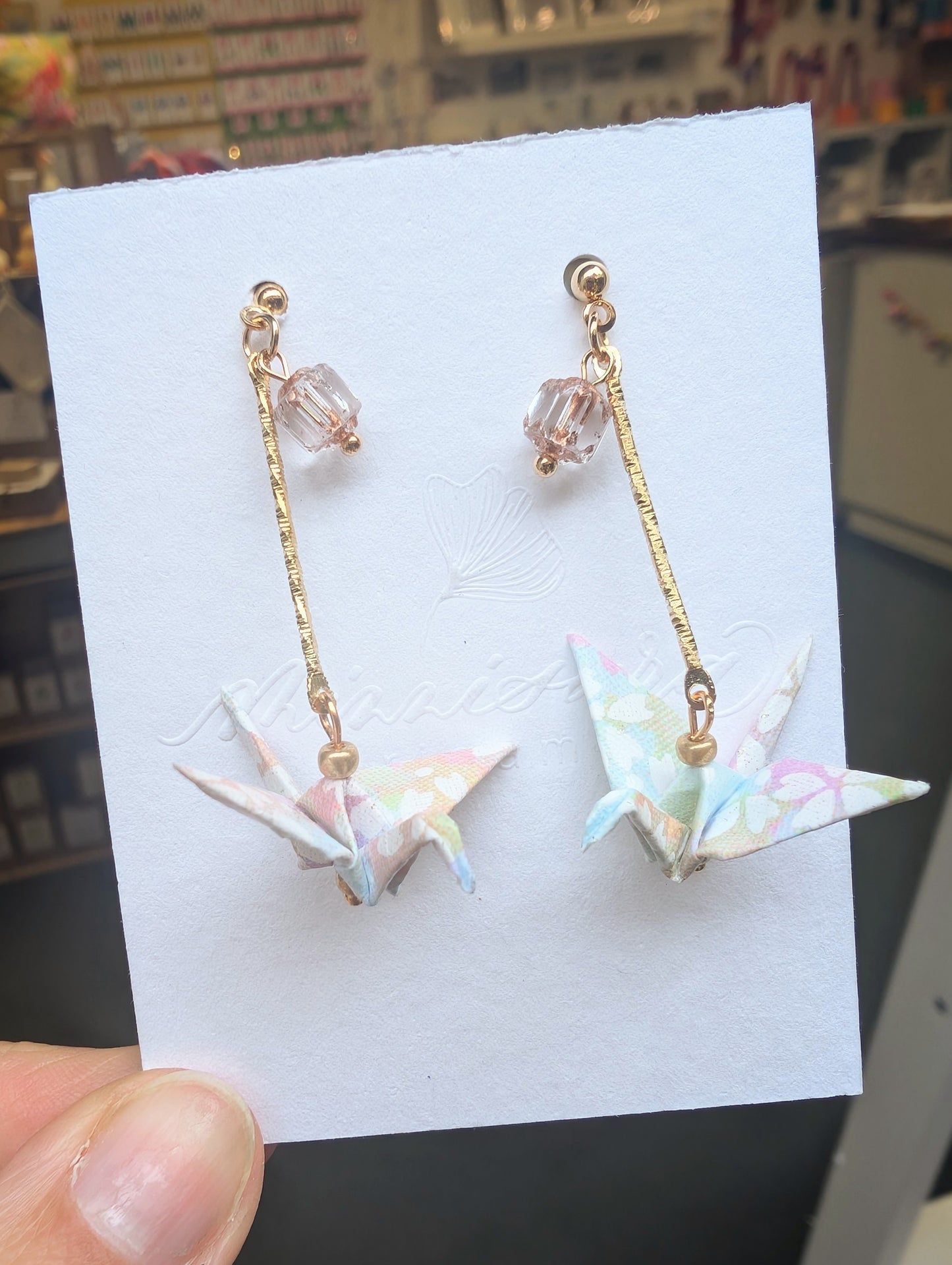 Handmade Origami Crane Earrings