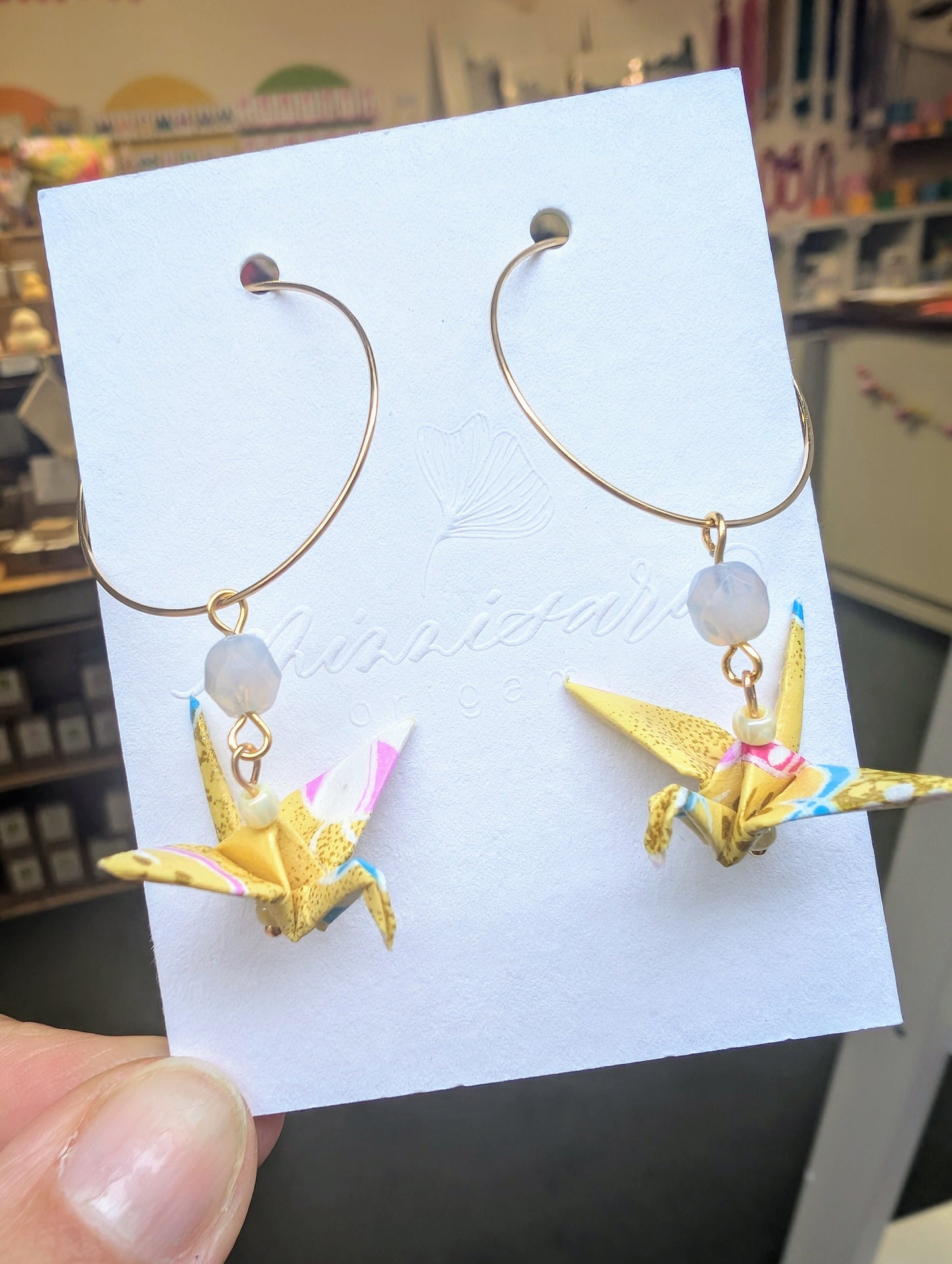 Handmade Origami Crane Earrings