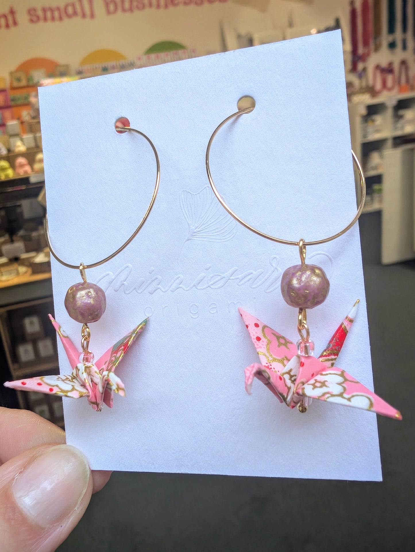 Handmade Origami Crane Earrings