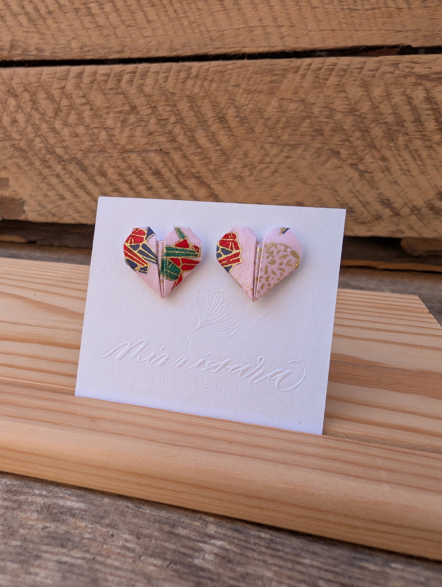 Handmade Mini Origami Heart Stud Earrings