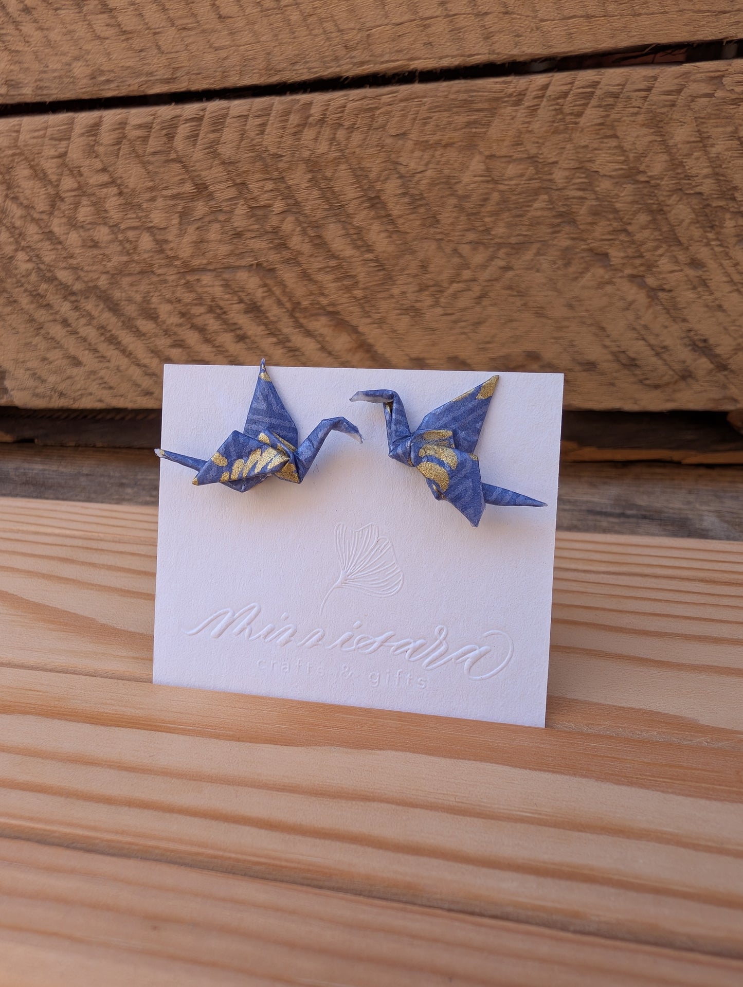 Handmade Mini Origami Crane Stud Earrings