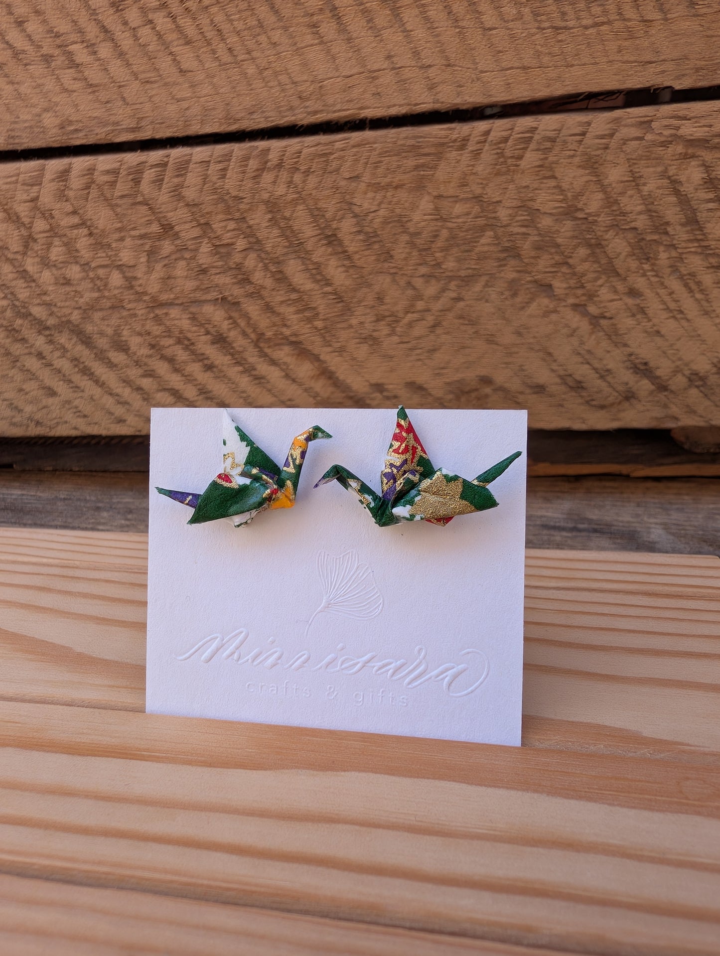 Handmade Mini Origami Crane Stud Earrings