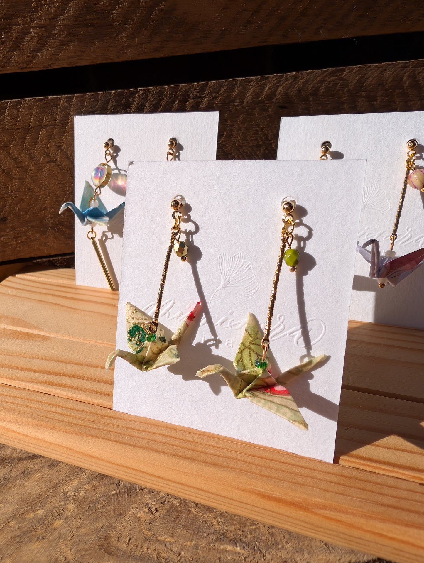 Handmade Origami Crane Earrings