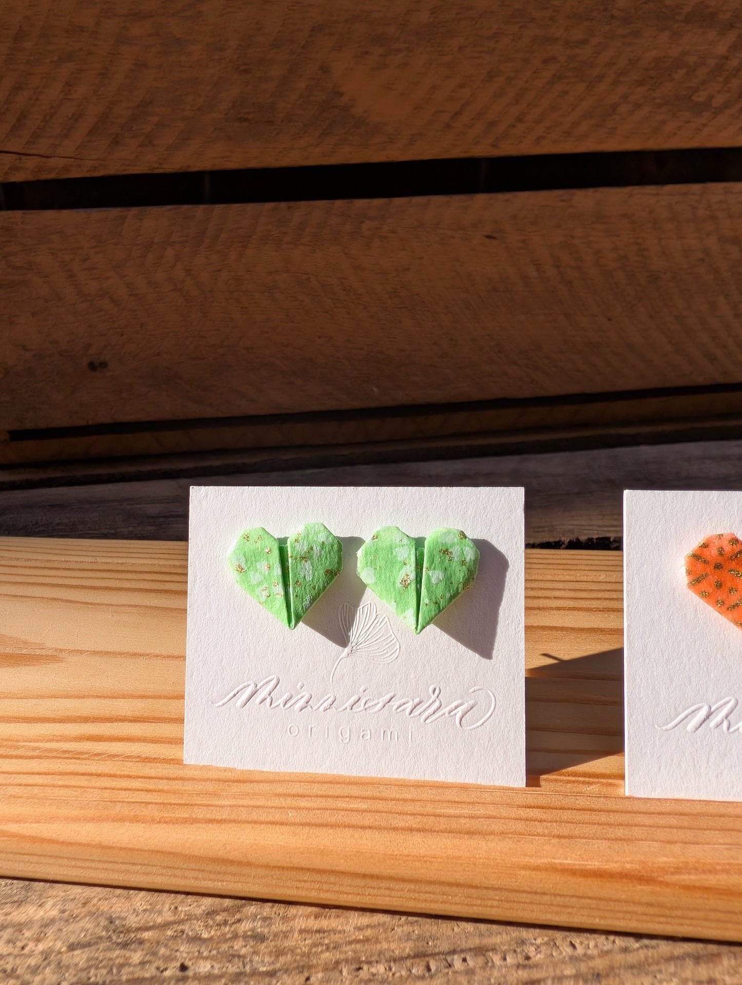 Handmade Mini Origami Heart Stud Earrings