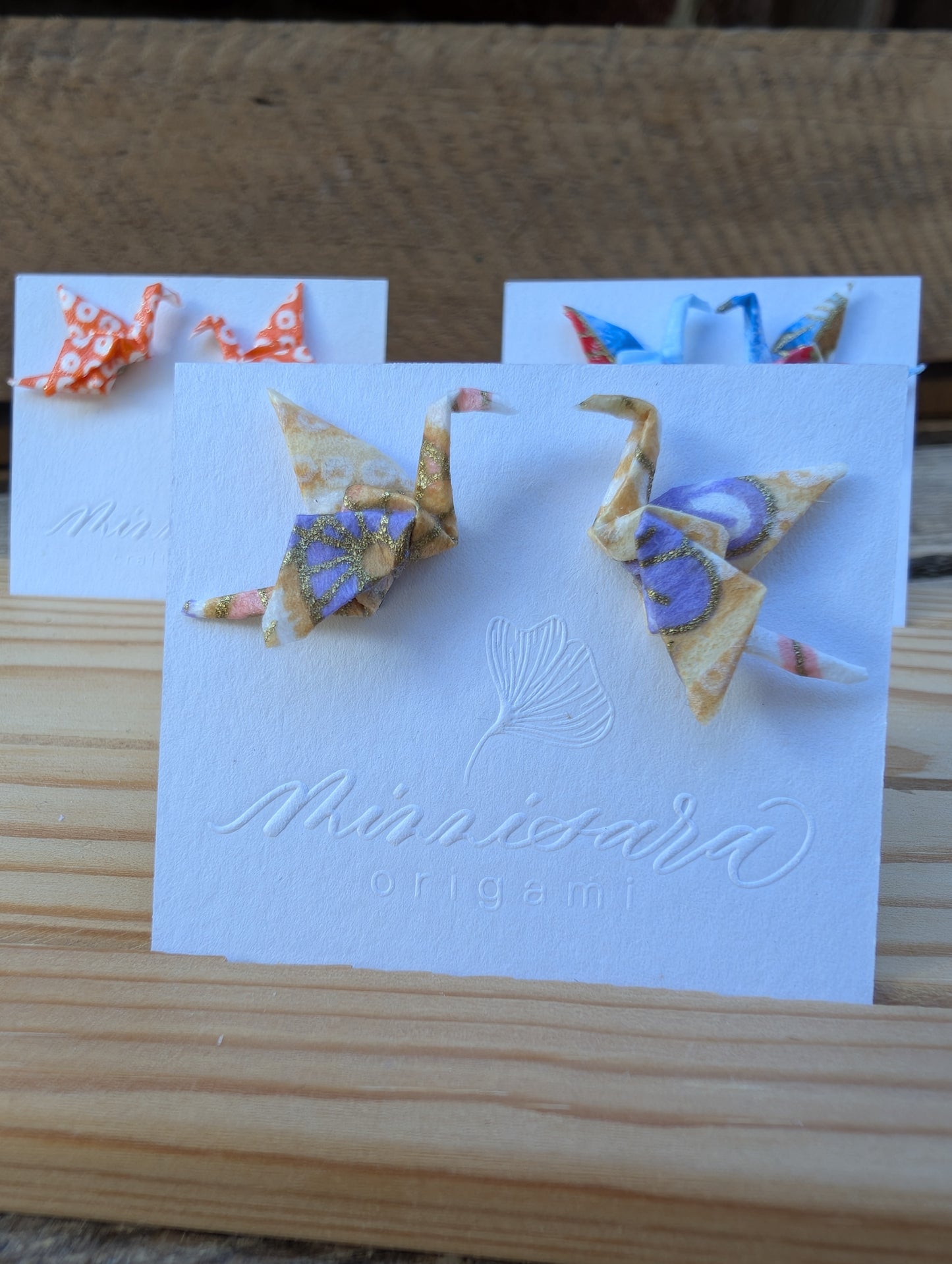 Handmade Mini Origami Crane Stud Earrings
