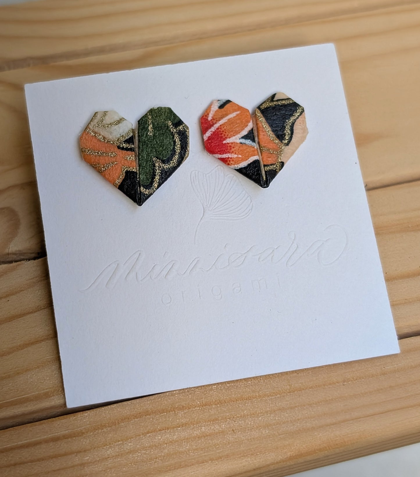 Handmade Mini Origami Heart Stud Earrings
