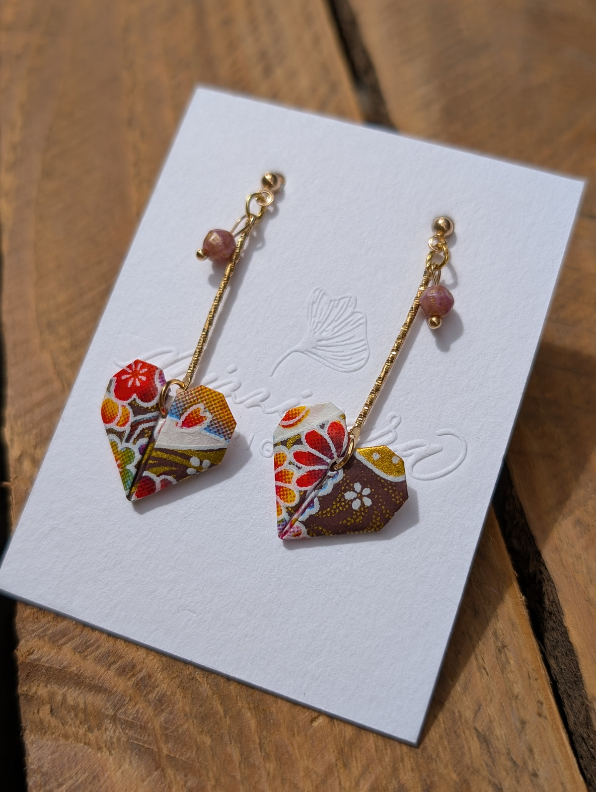 Handmade Origami Heart Earrings