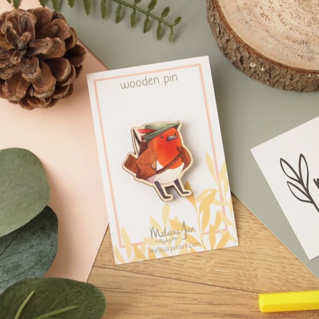 Robin Hood Wooden Pin Badge