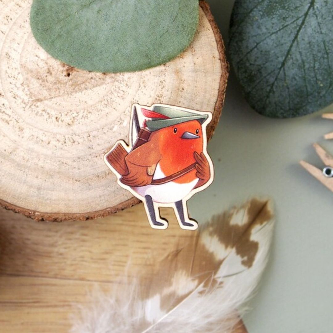 Robin Hood Wooden Pin Badge