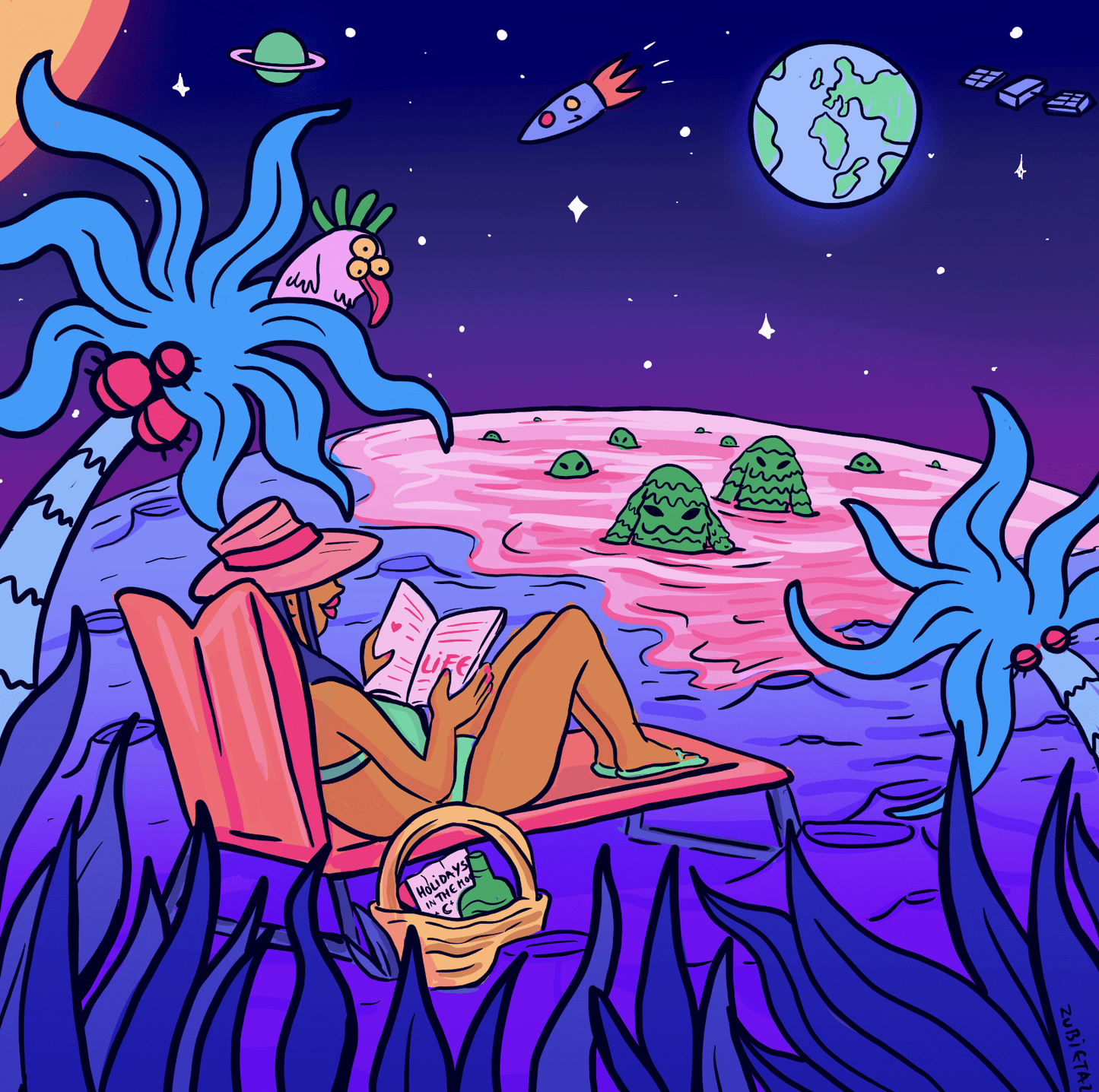 Holidays In The Moon Square Print
