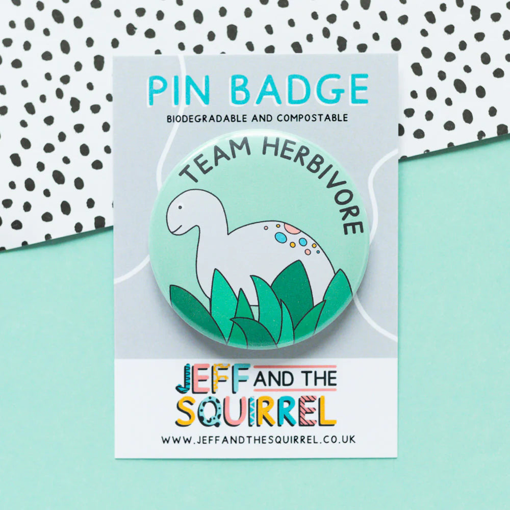 'Team Herbivore' Plastic Free Dinosaur Badge
