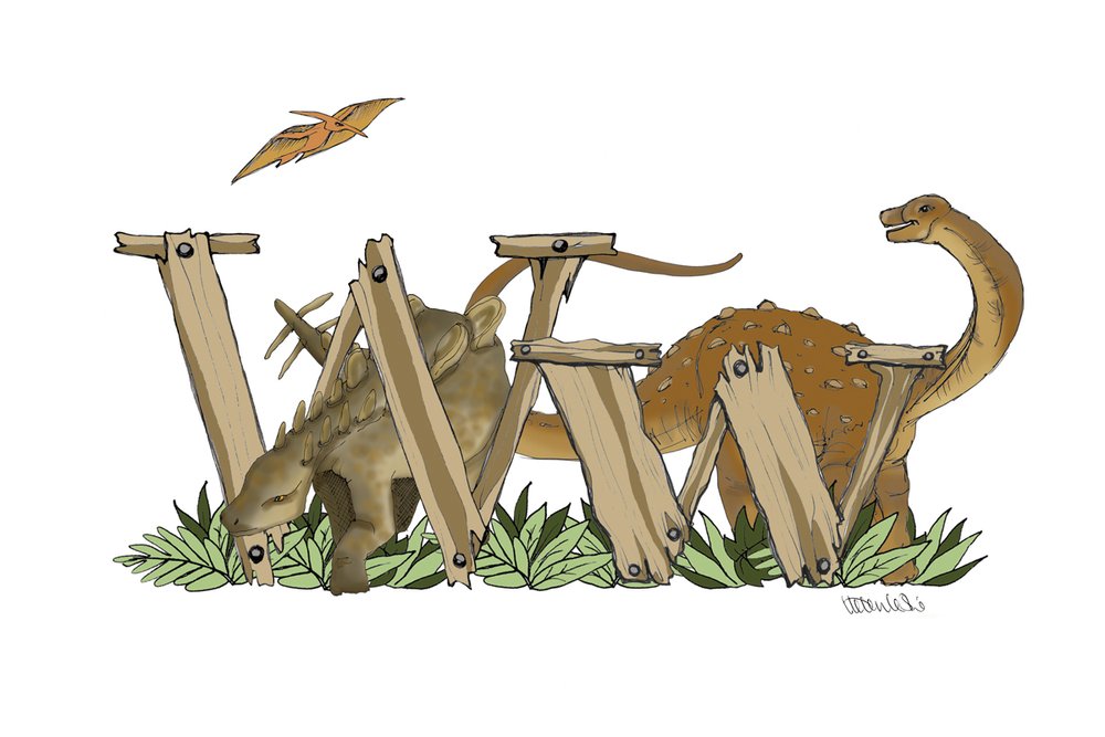 Dinosaurs Illustrated Initial Letter Print A5