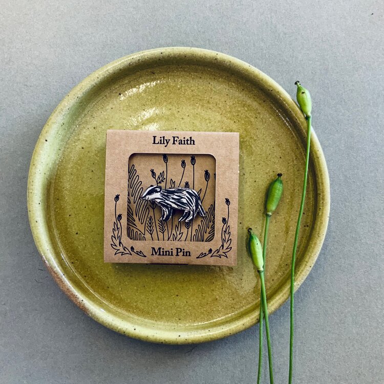 Badger Hand Painted Mini Pin