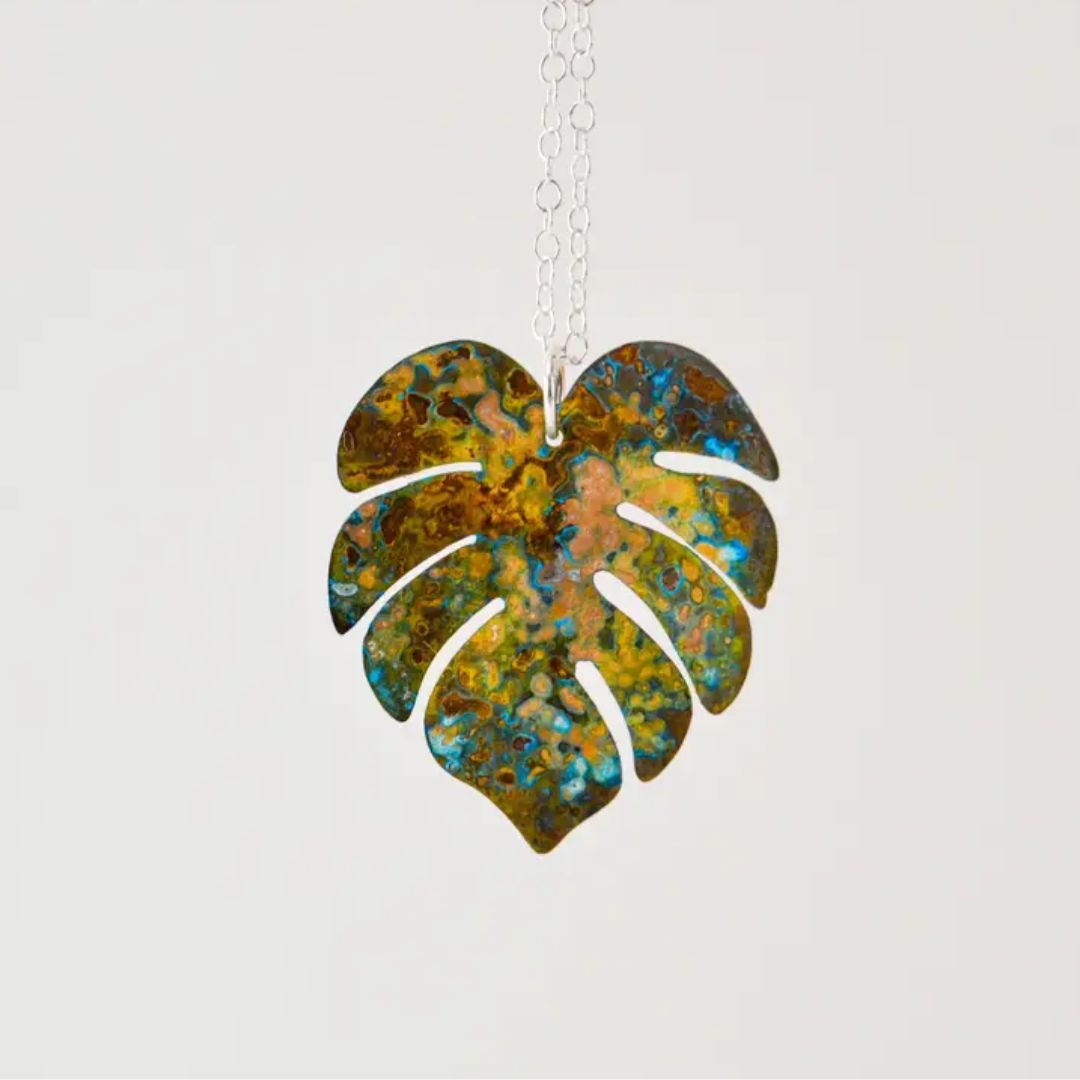 Brass Monstera Leaf Necklace