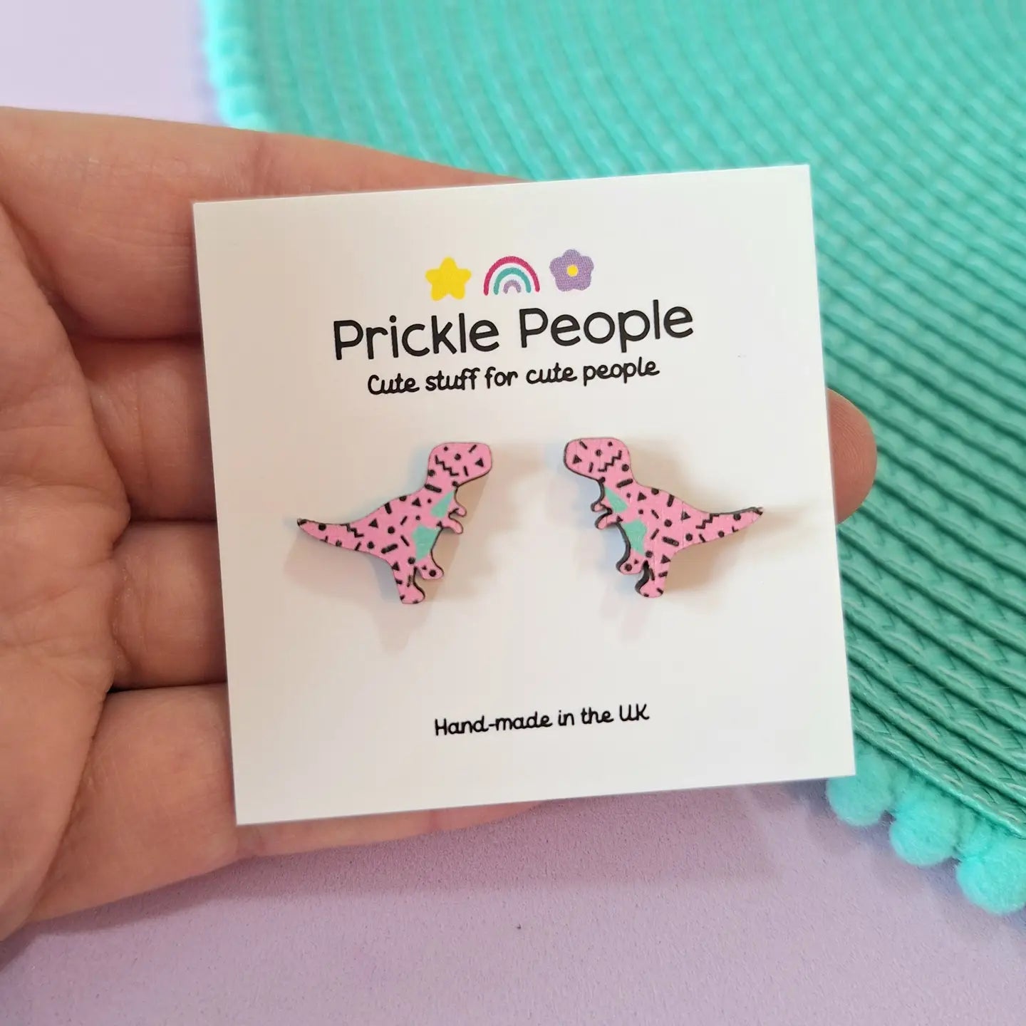 Pink T-rex Dinosaur Stud Earrings