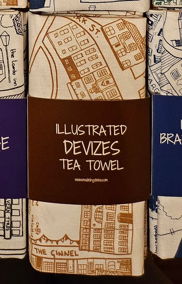 Illustrated Devizes Map Tea Towel
