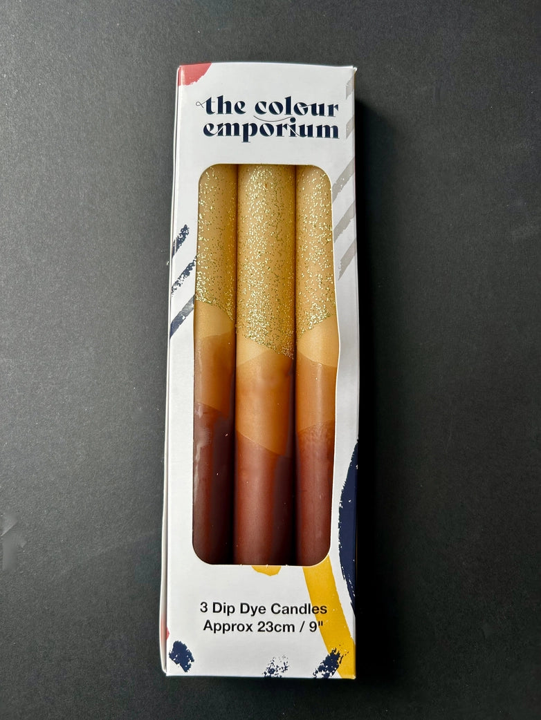 Cosy Caramel Dip Die Dinner Candles - Set Of 3