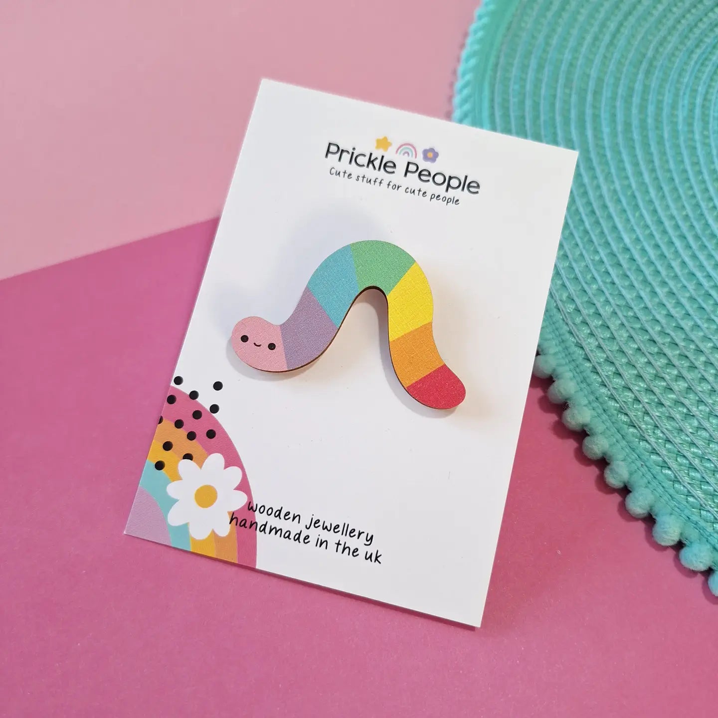 Rainbow Worm Pin