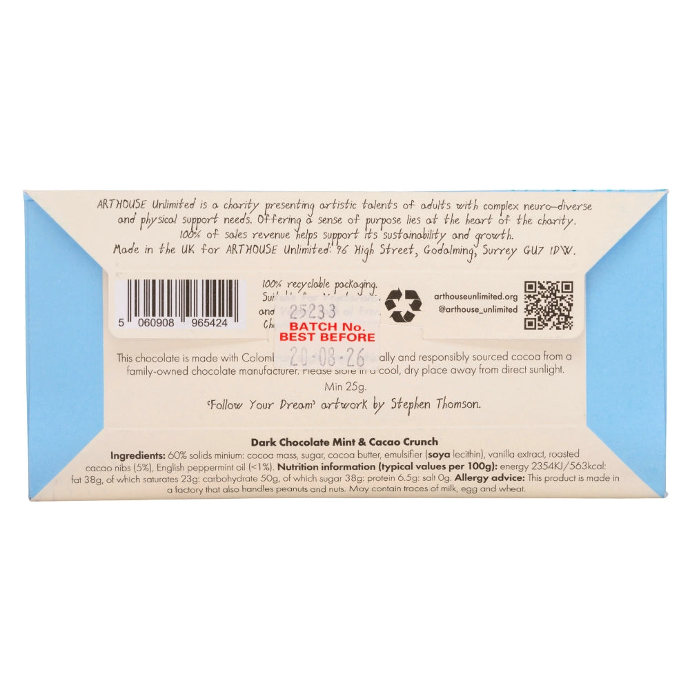 Dark Chocolate Mint & Cacao Crunch 'Follow Your Dream' Joy Sized Bar