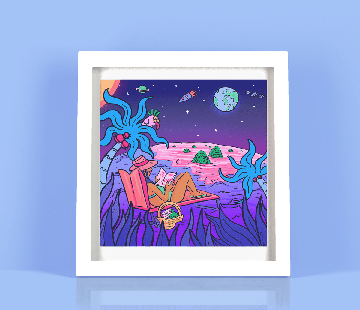 Holidays In The Moon Square Print