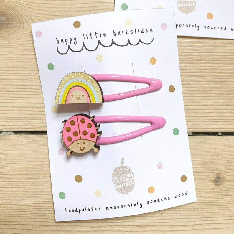 Ladybird & Rainbow Hairclips