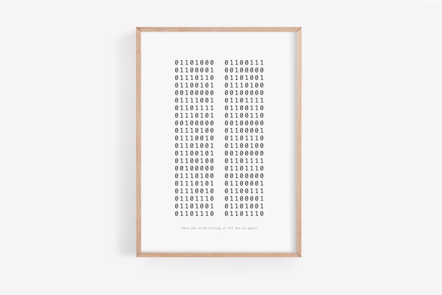 Off And On Again Binary Code A4 Print