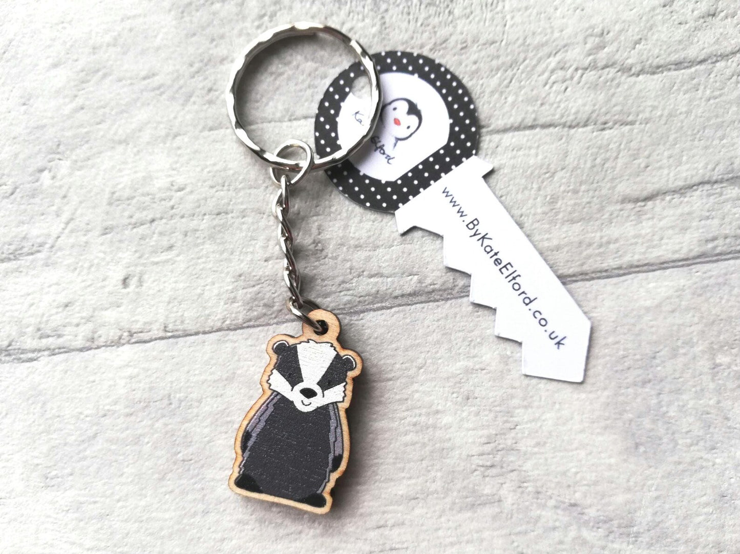 Badger Of Bravery Wooden Keyring
